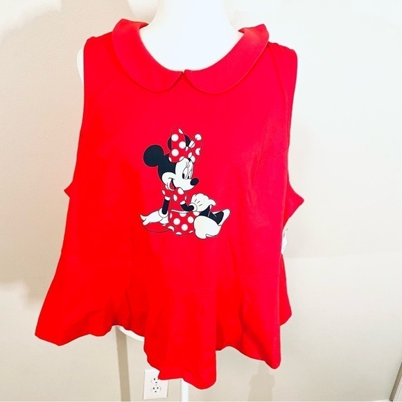 ๐ NEW Disney Minnie Mouse Peplum Tank โ Women's 1X ๐ 100% Cotton - Picture 2 of 12